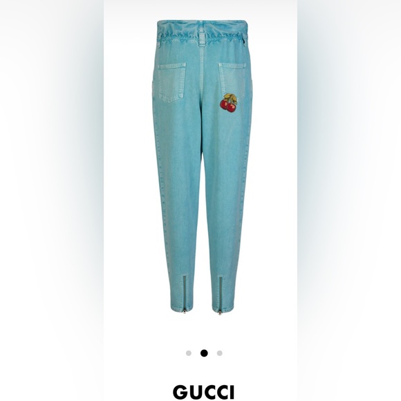 Gucci Blue Embroidered Cherry Jeans 💯AUTH - Picture 3 of 6